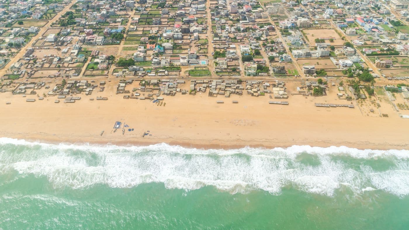 Aerial view of the shores of Cotonou, Benin