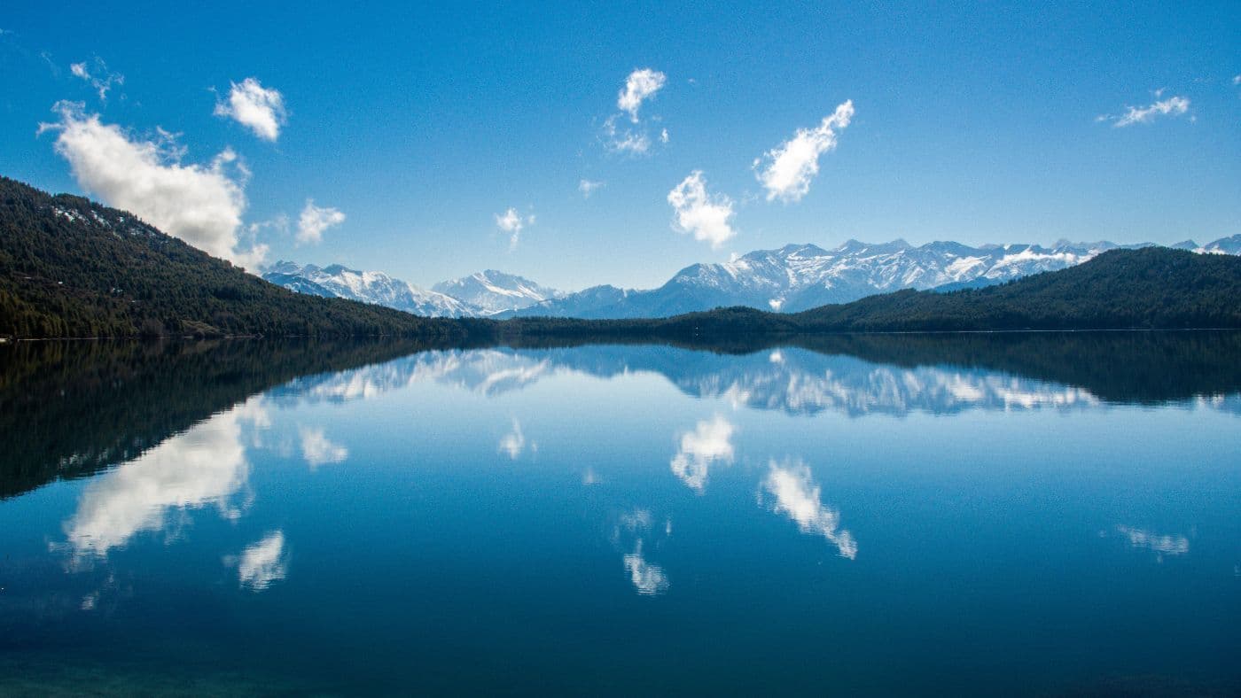 Beautiful Lake with Snowy Mountains Himalaya Rara Lake National Park
