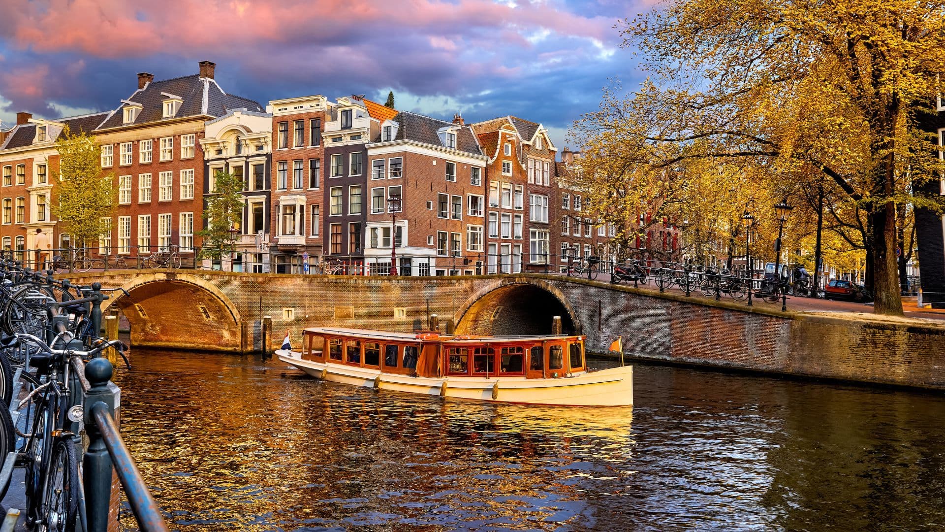 Scenic Canal View in Amsterdam, Netherlands