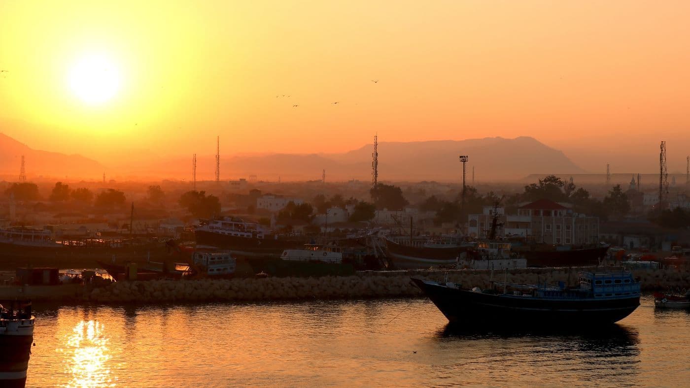 Port of Berbera Somalia in sunrise