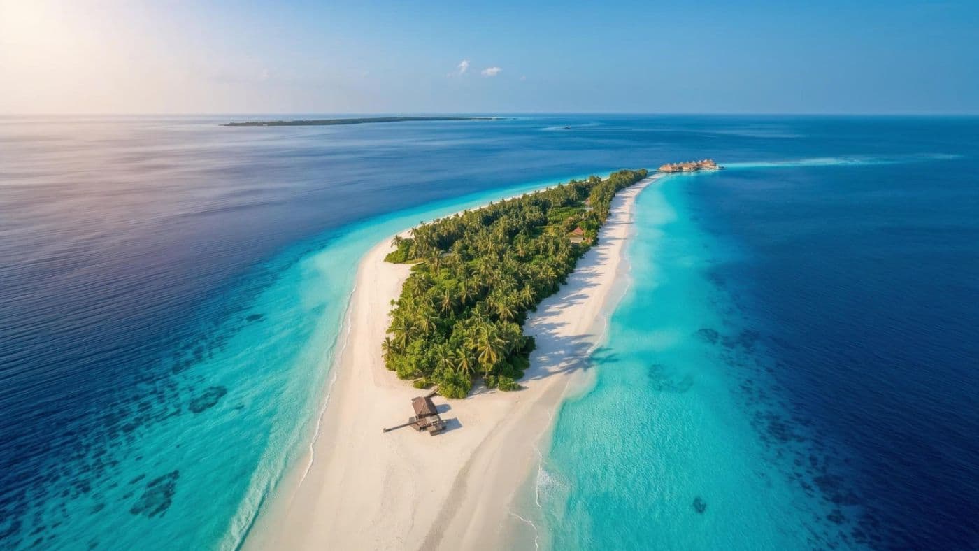 Aerial View of Tropical Island in Maldives