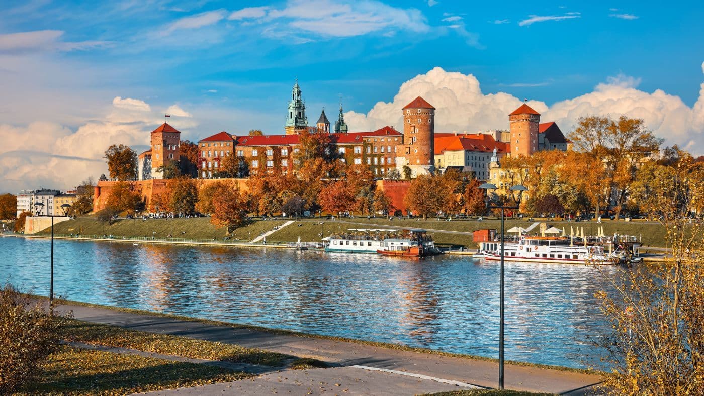 Wawel Castle Overlooking Vistula River in Krakow
